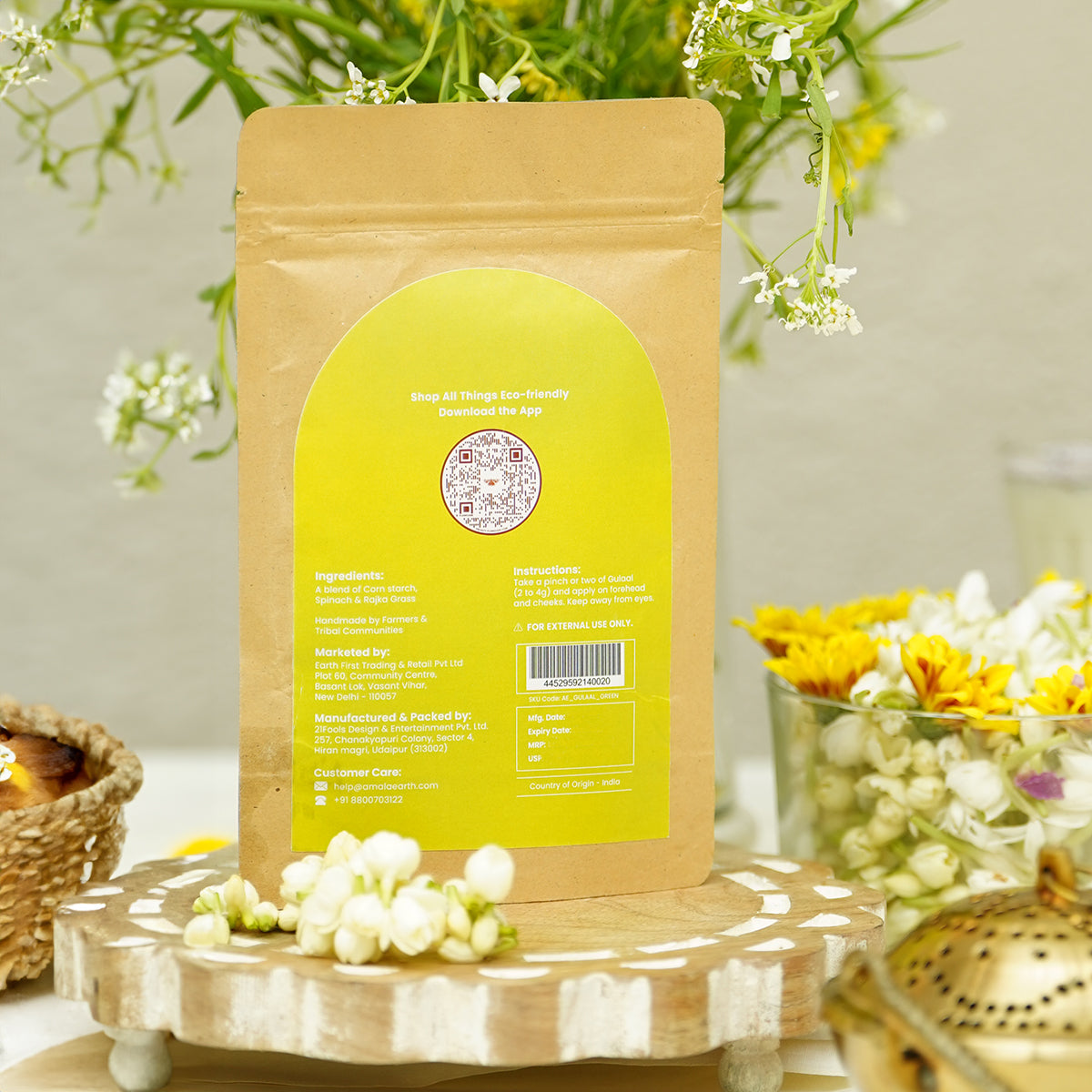 Natural Herbal Gulaal | Pink, Yellow, Green & Orange | Set of 4