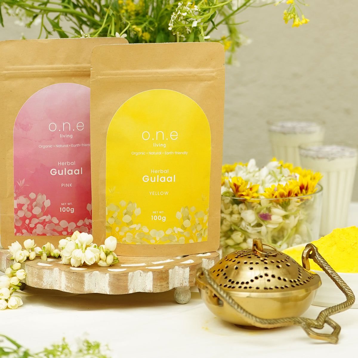 Natural Herbal Gulal | Pink & Yellow | 100 g | Set of 2