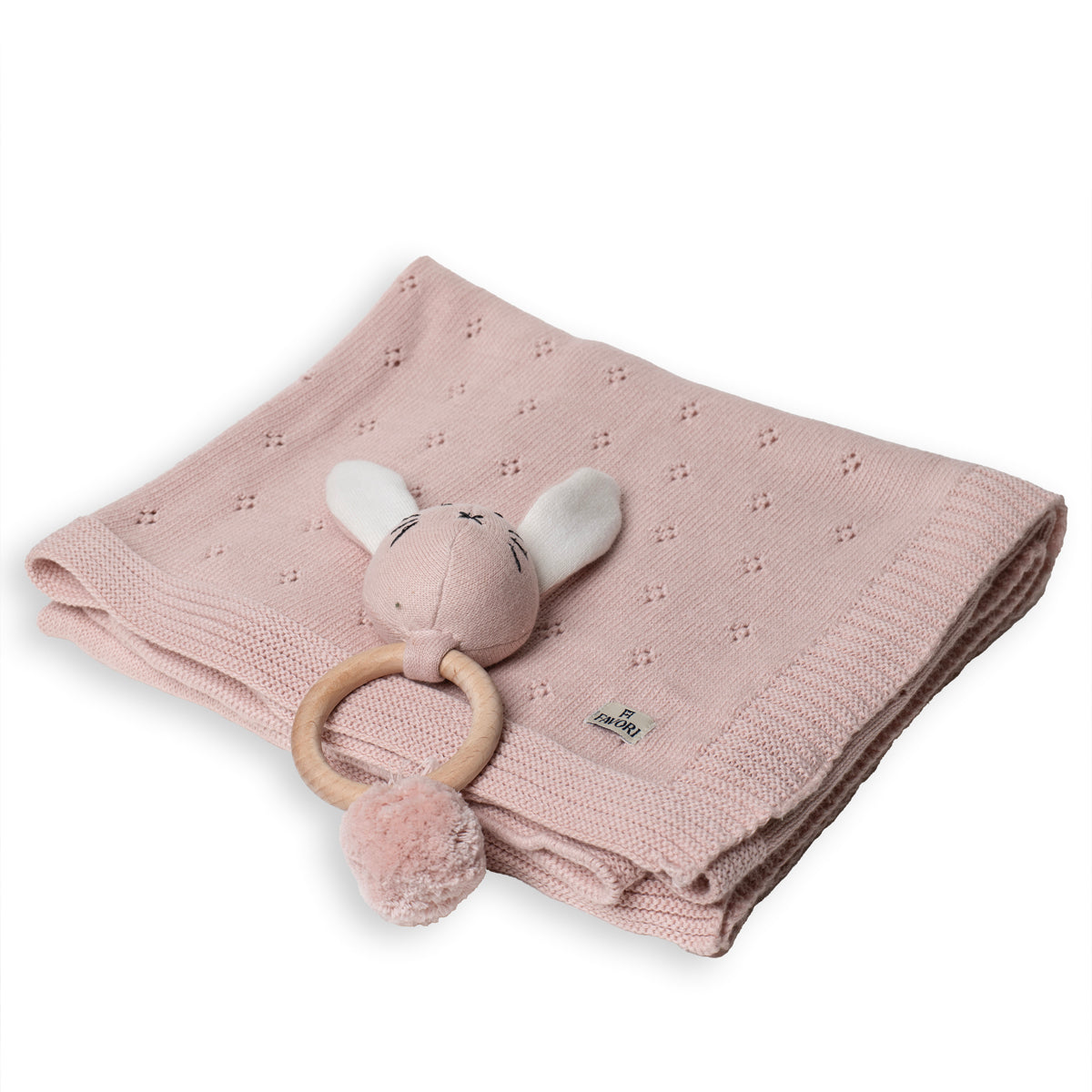 Baby Blanket with Rabbit Rattle