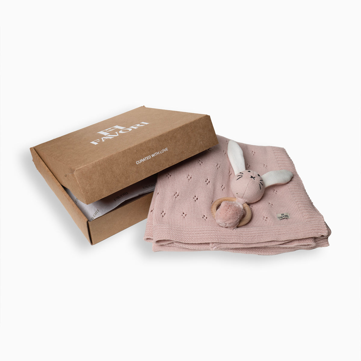 Baby Blanket with Rabbit Rattle