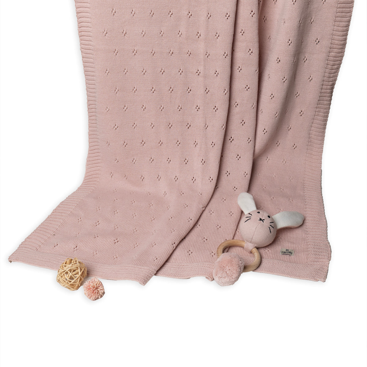 Baby Blanket with Rabbit Rattle