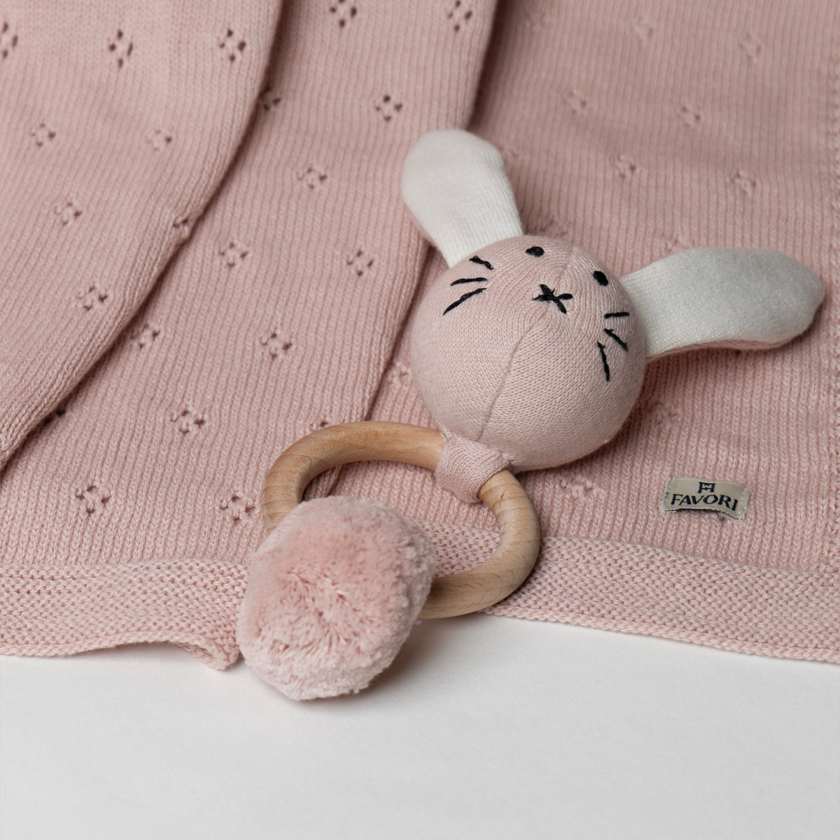 Baby Blanket with Rabbit Rattle