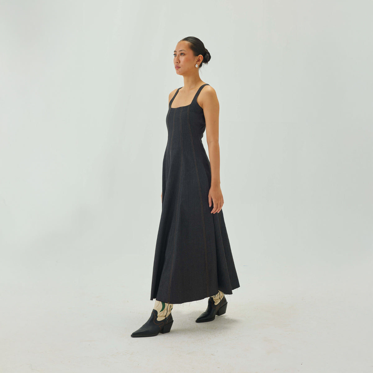 Denim Midi Dress | Graphite