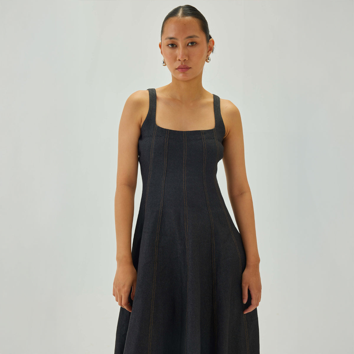 Denim Midi Dress | Graphite