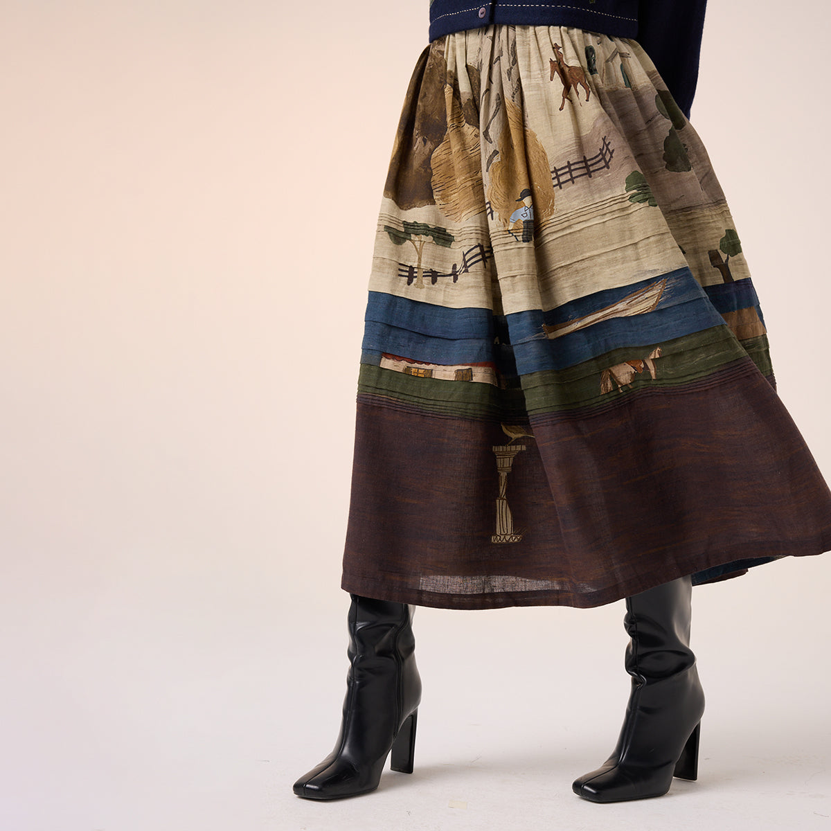 Pintuck Skirt (Village Print)