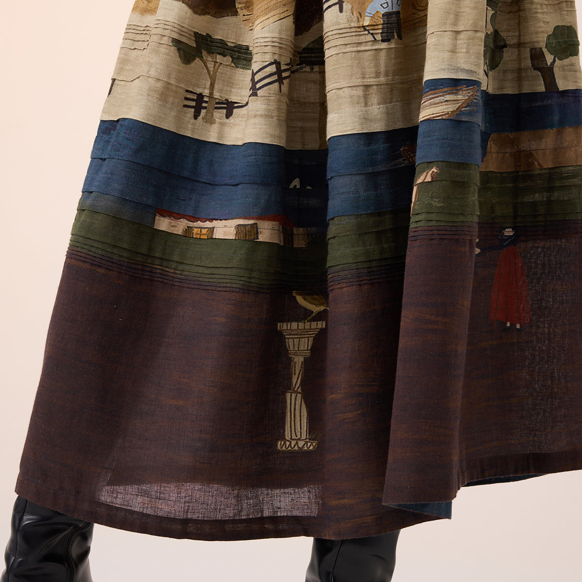 Pintuck Skirt (Village Print)