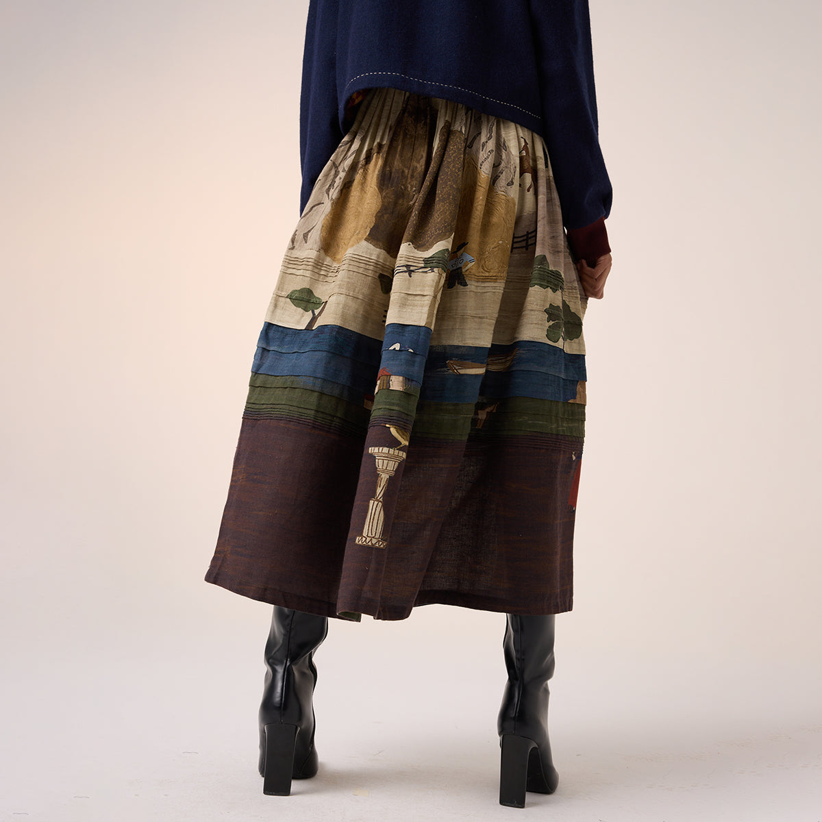 Pintuck Skirt (Village Print)