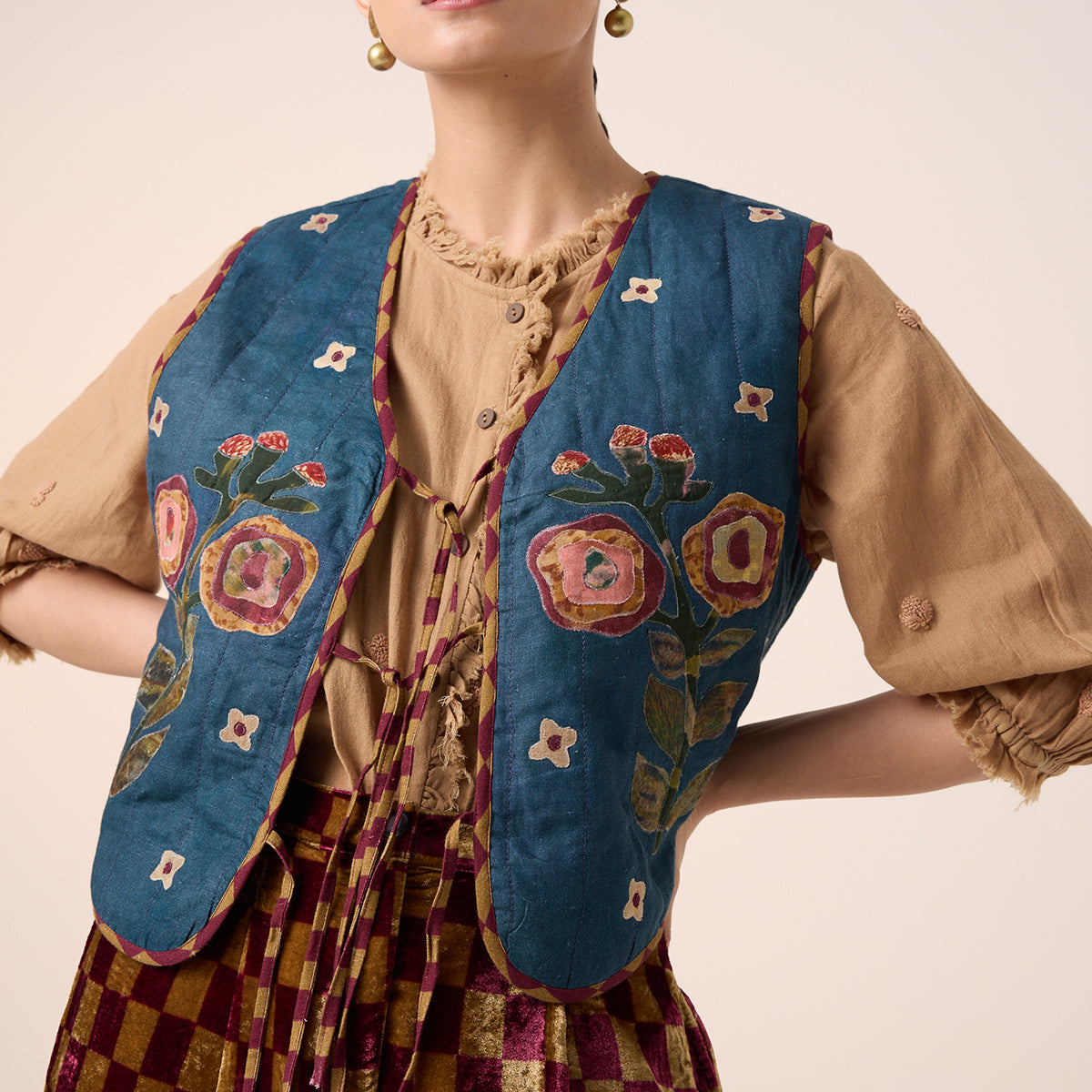 Janet Gillet (Dark Blue Flower Applique)