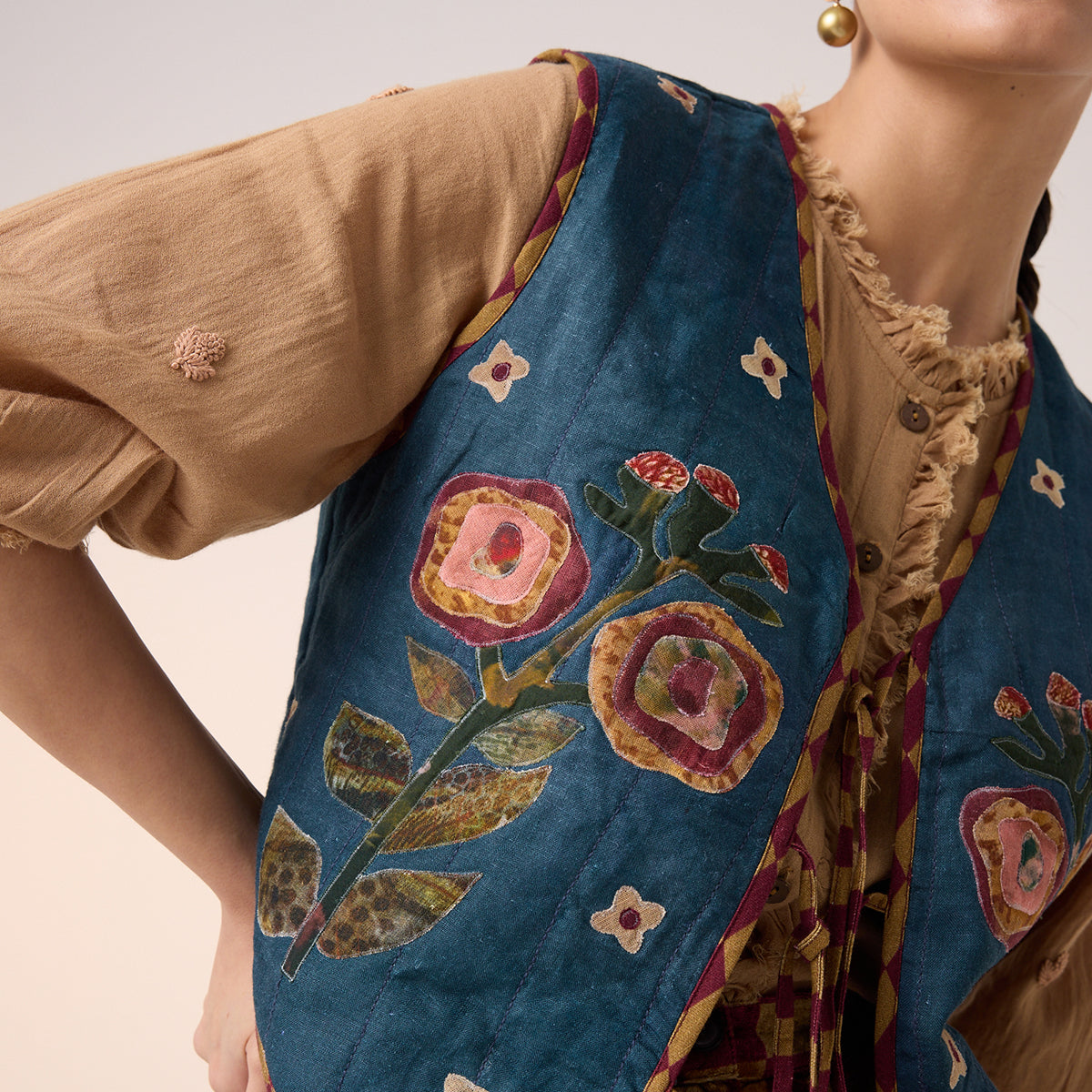 Janet Gillet (Dark Blue Flower Applique)