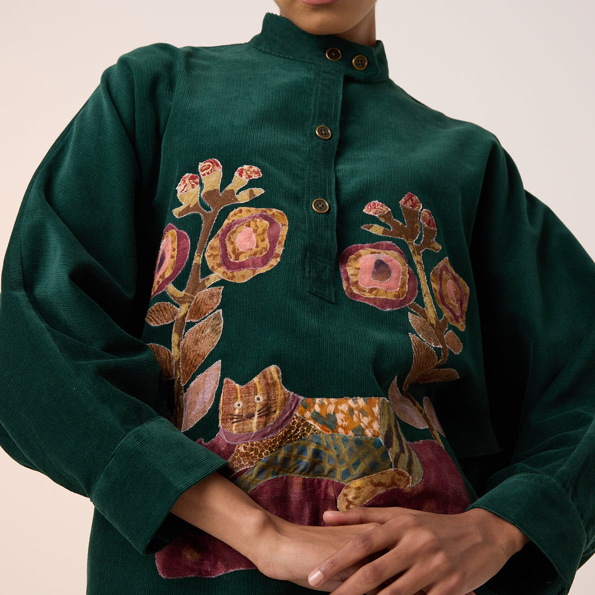 Kiera Shacket (Green Cat Applique)