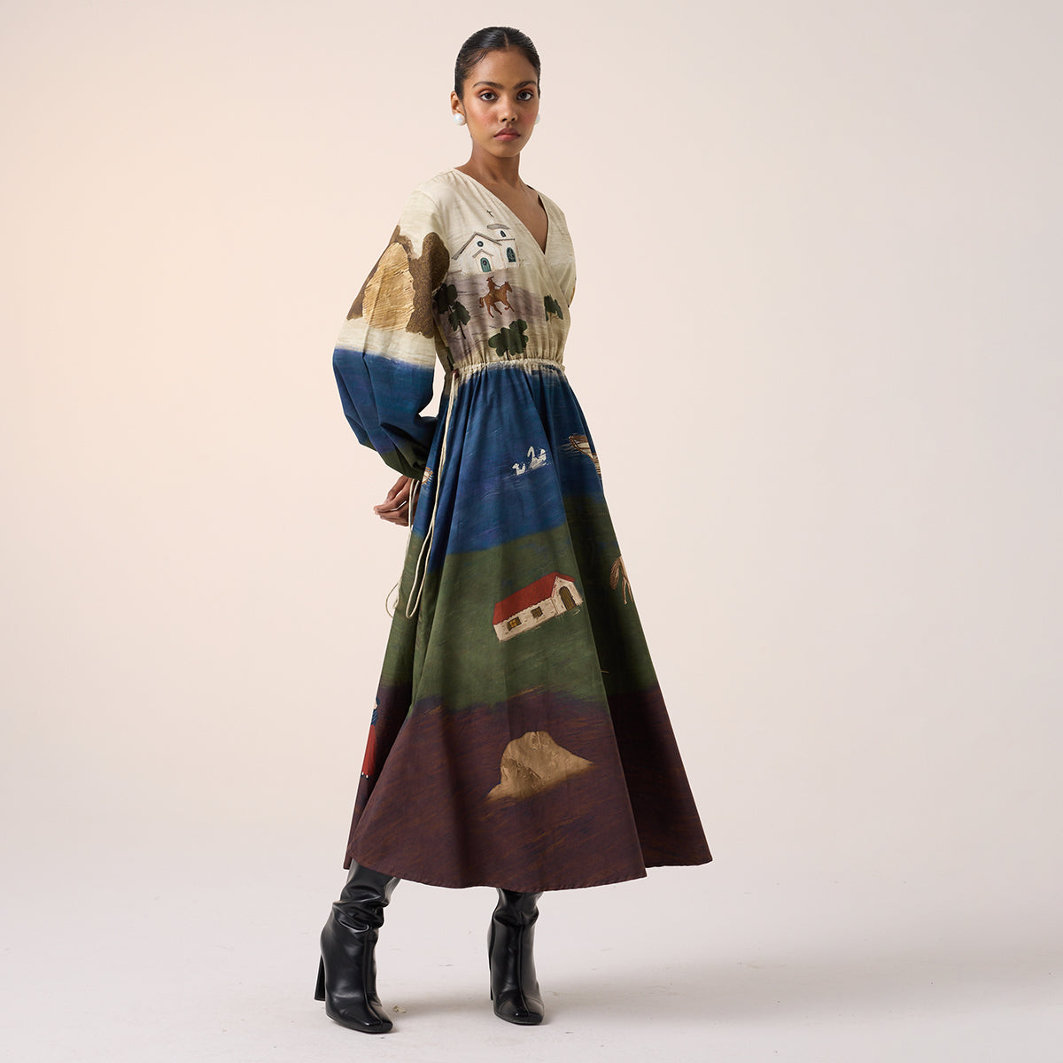 Drawstring Dress (Village Print)