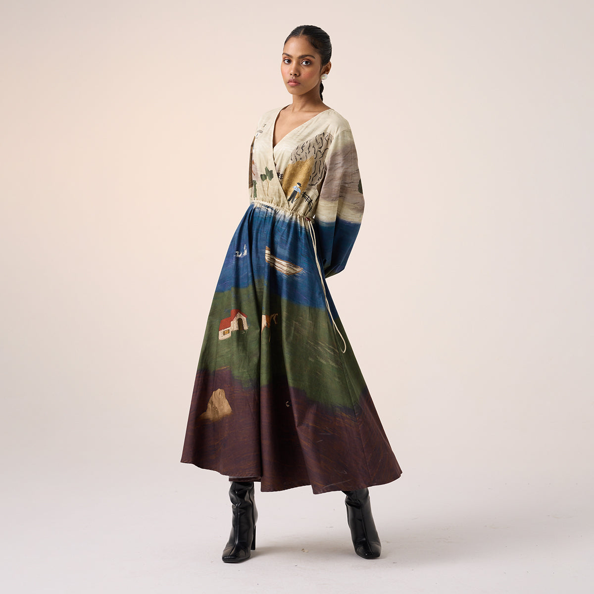 Drawstring Dress (Village Print)