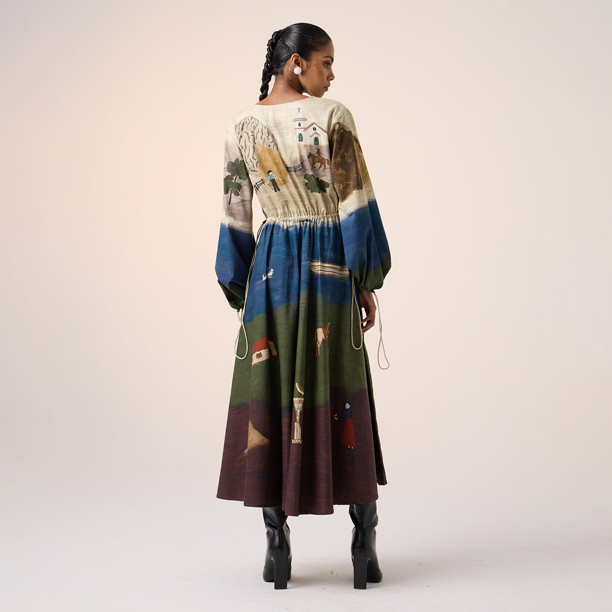 Drawstring Dress (Village Print)