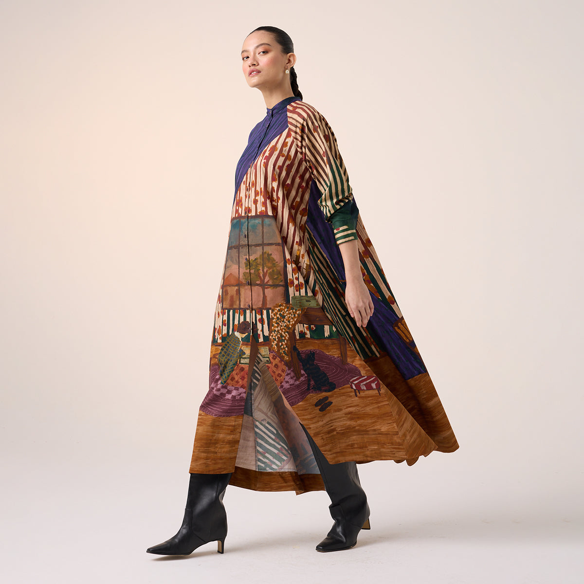 A-Line Long Dress (Village Print )