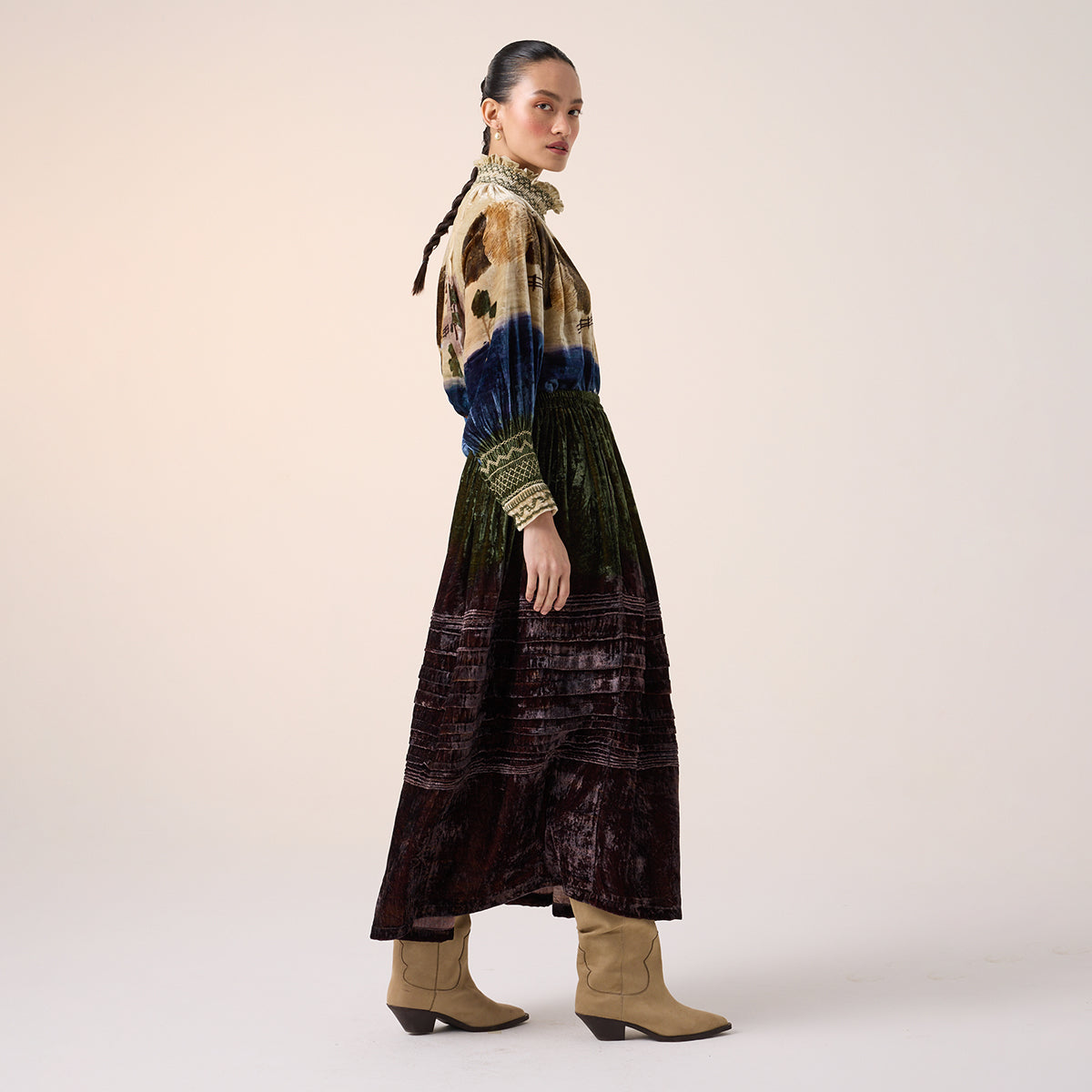 Pintuck Skirt (Purple Village)