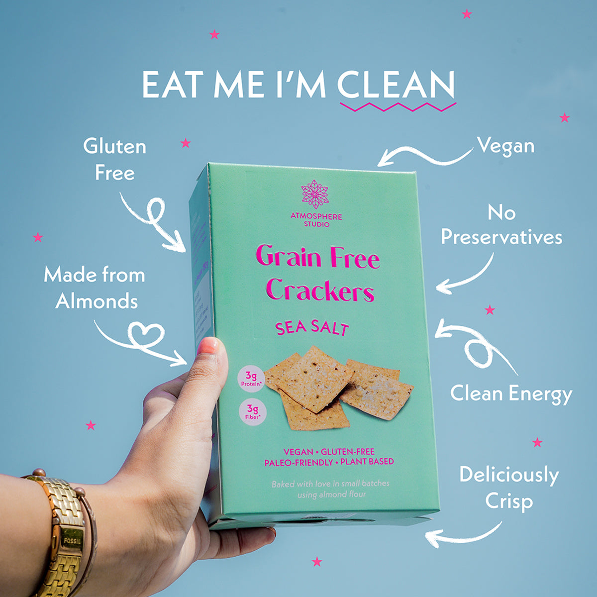 Sea Salt Flourless Crackers | 120g | Pack of 1