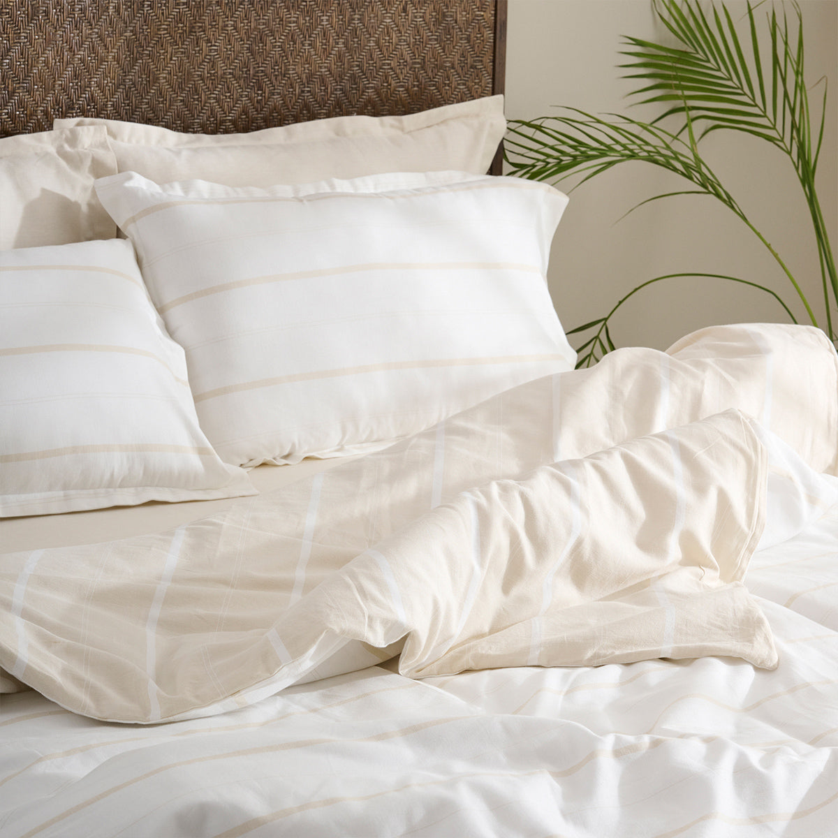 Sand Stripe | Cotton Bamboo | Chambray | Duvet Cover