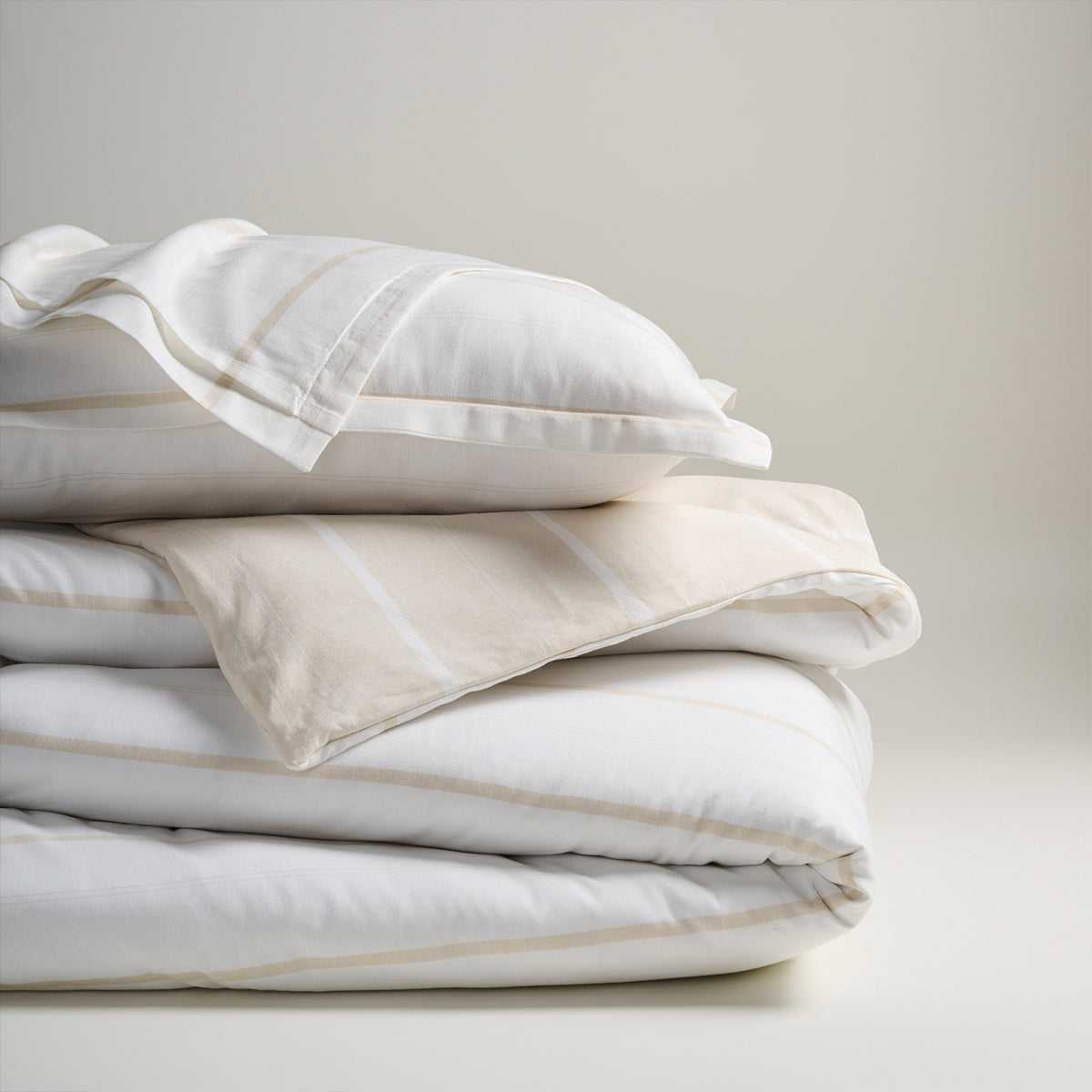 Sand Stripe | Cotton Bamboo | Chambray | Duvet Cover