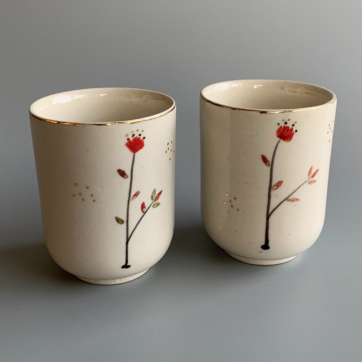 Hand painted wine Glasses | Cherry Blossom | Set of 2