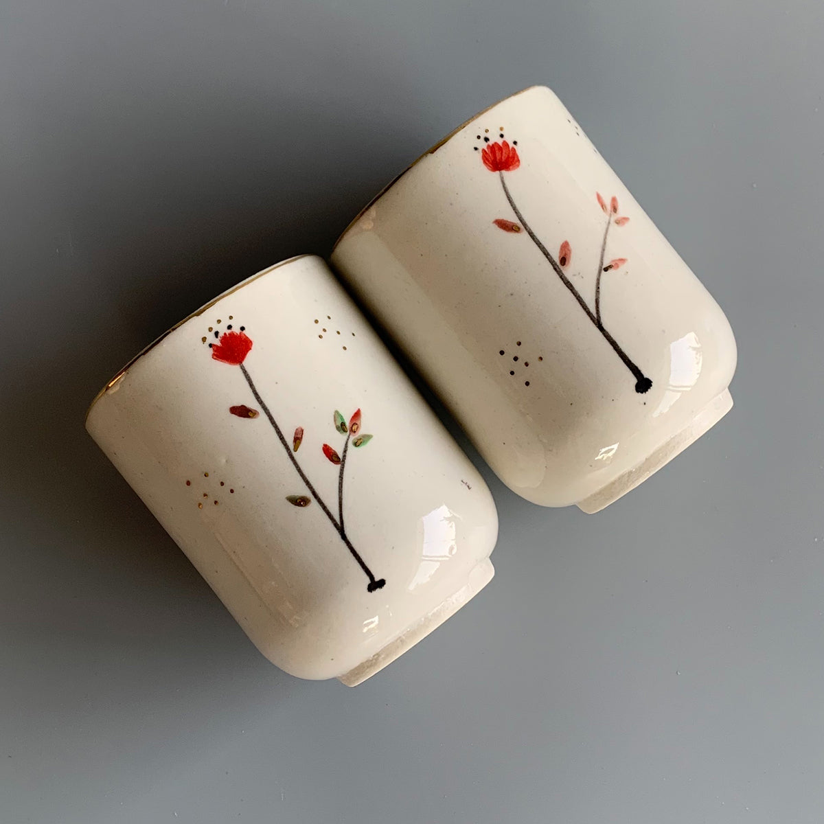 Hand painted wine Glasses | Cherry Blossom | Set of 2