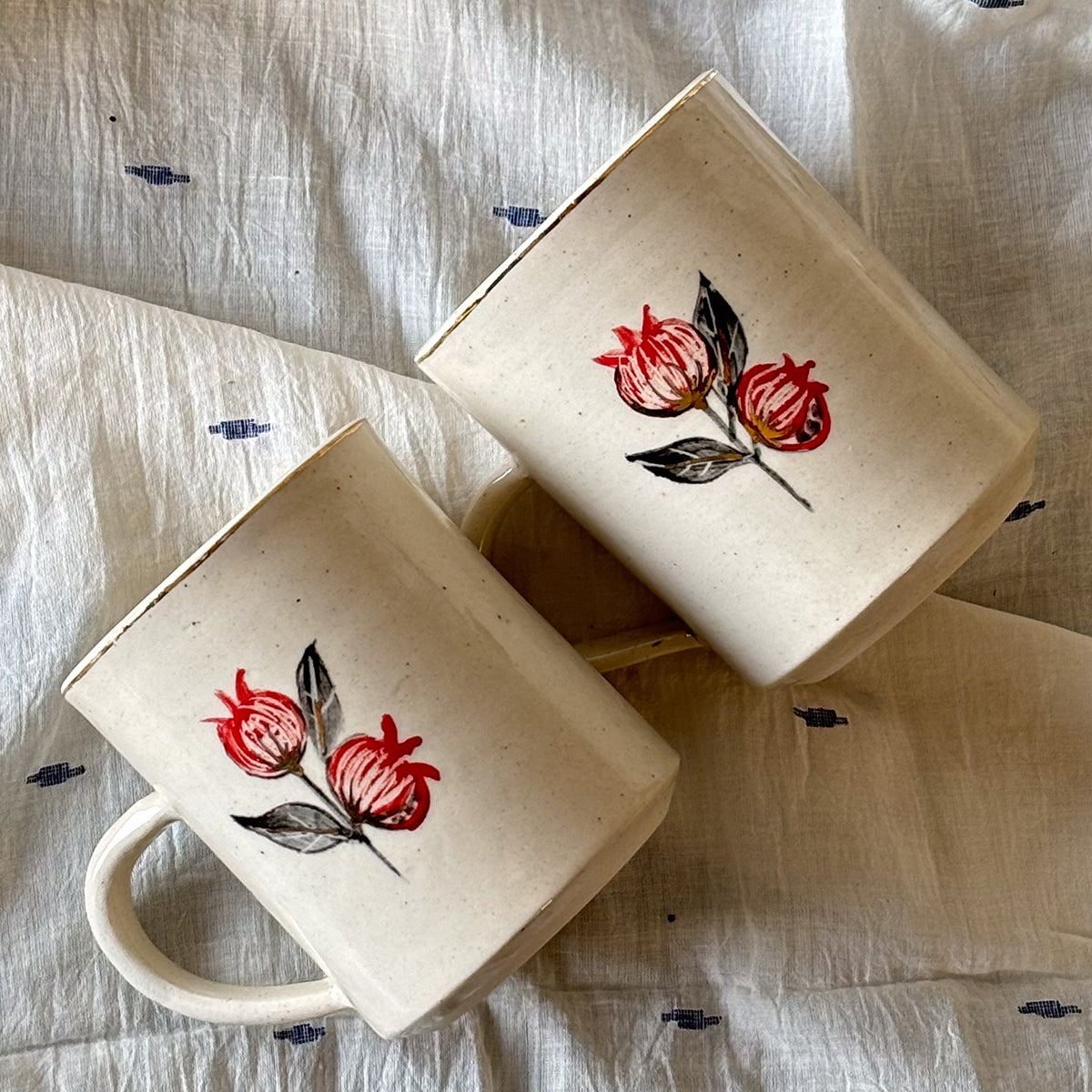 Handpainted Anaar Mug | Finished in 24 karat Gold