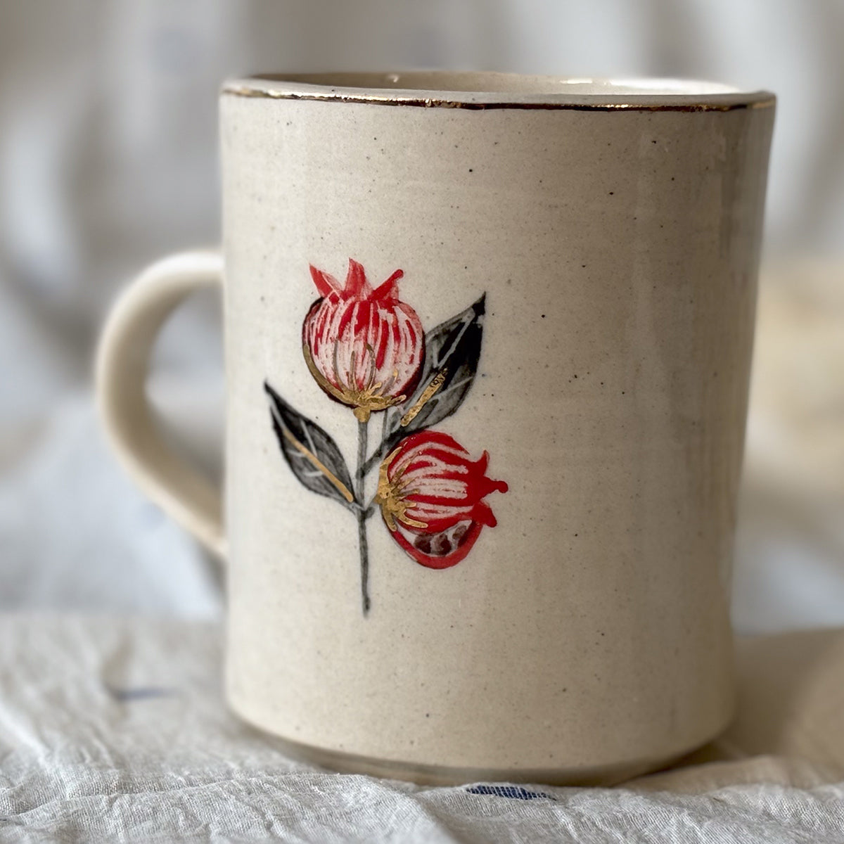 Handpainted Anaar Mug | Finished in 24 karat Gold