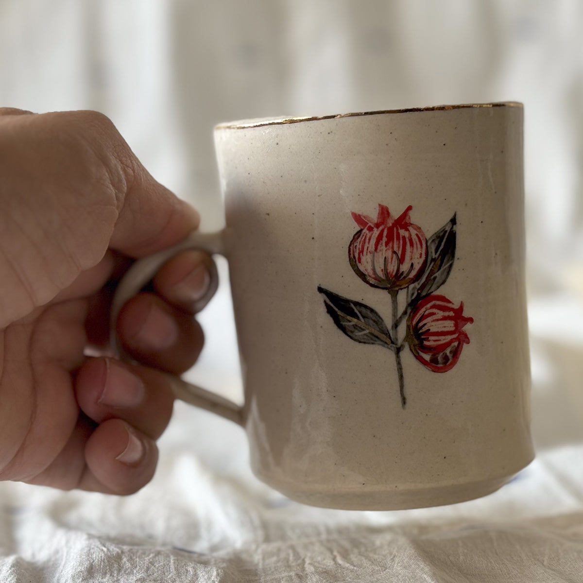 Handpainted Anaar Mug | Finished in 24 karat Gold