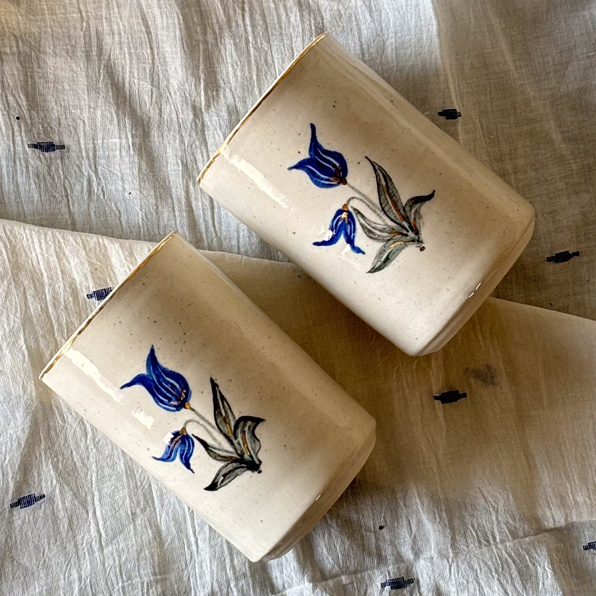 Hand painted wine glasses |Tulip - Large | set of two | Finished in 24 karat gold