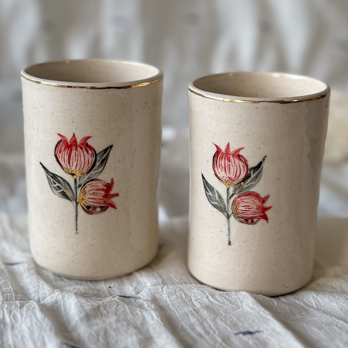 Hand painted wine glasses |Anaar - Large | set of two | Finished in 24 karat gold