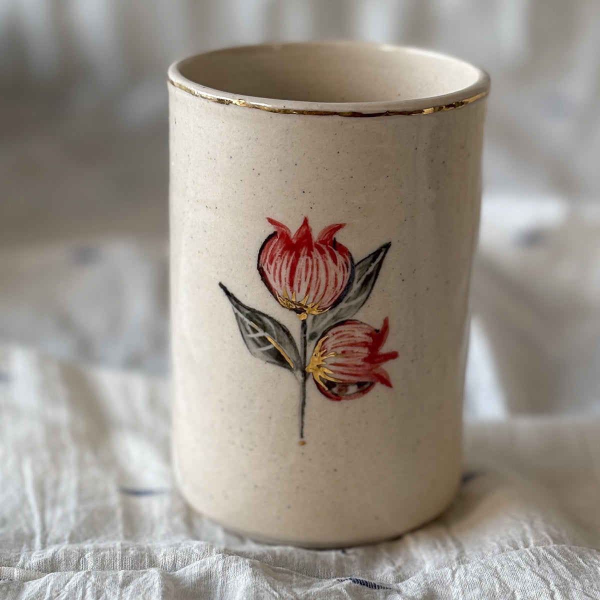 Hand painted wine glasses |Anaar - Large | set of two | Finished in 24 karat gold