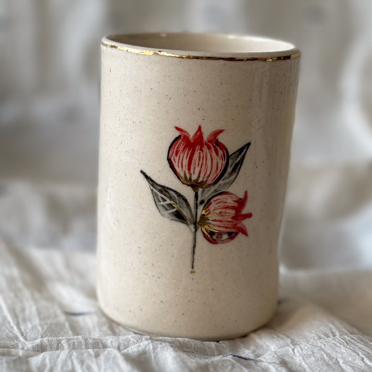 Hand painted wine glasses |Anaar - Large | set of two | Finished in 24 karat gold