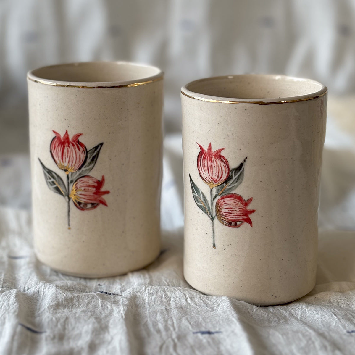 Hand painted wine glasses |Anaar - Large | set of two | Finished in 24 karat gold