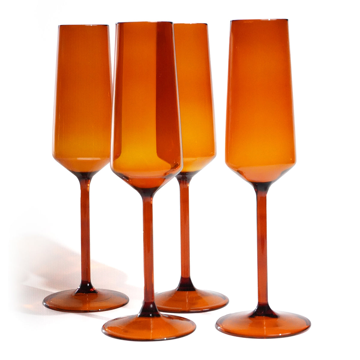 Stem Flute Glass (Set of 4) - Amber