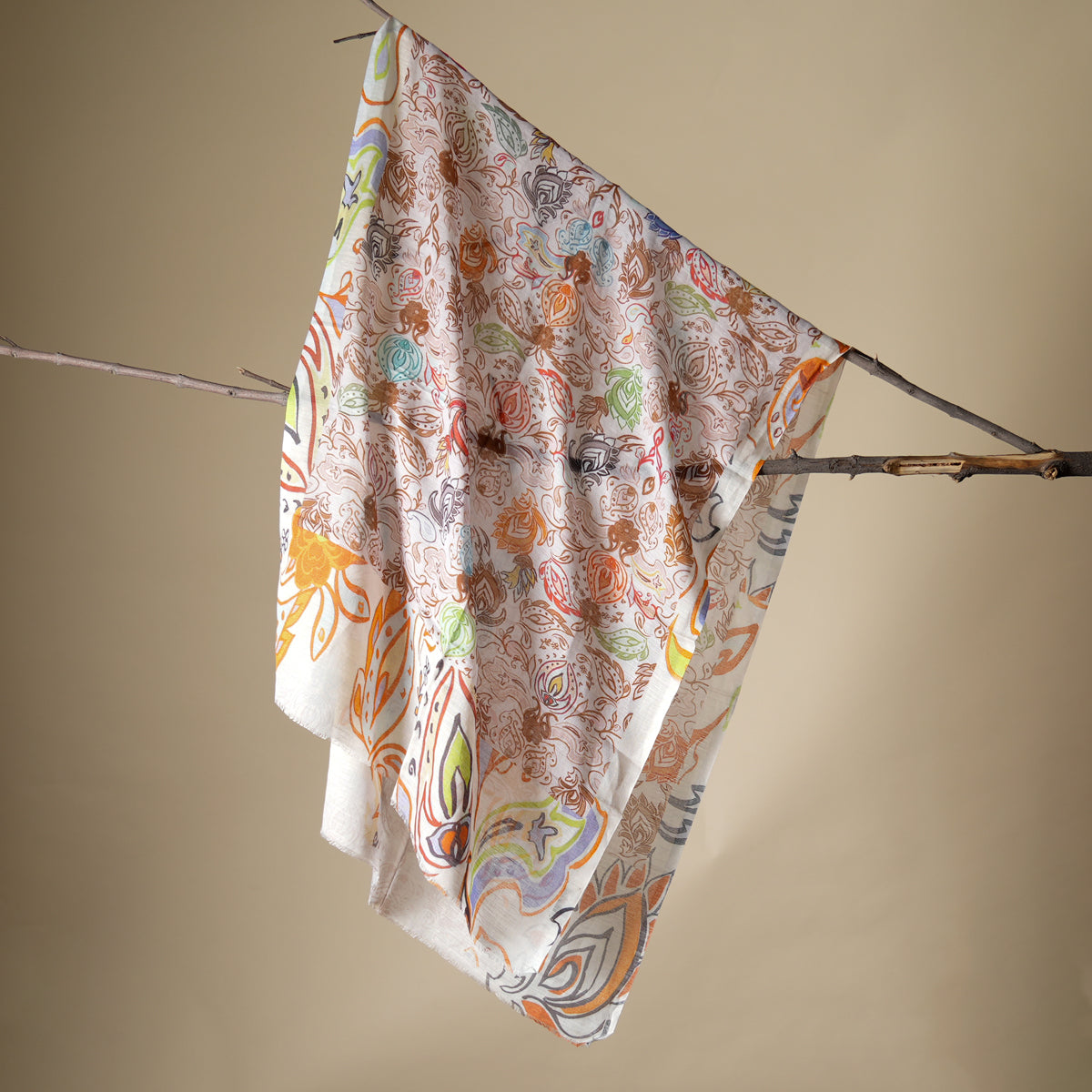 Paisley Garden Cotton Linen Stole