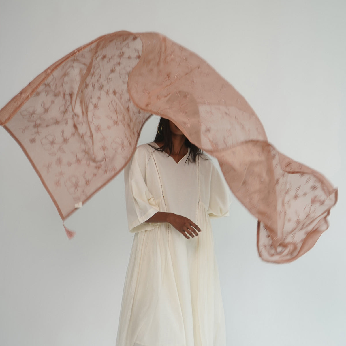 Wildflower Dupatta - Dusty Pink