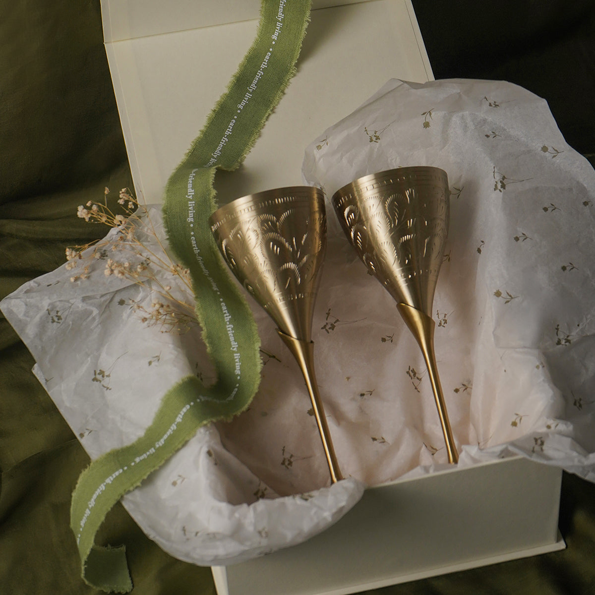 Gift Set - Stem Brass Goblet - Set of 2