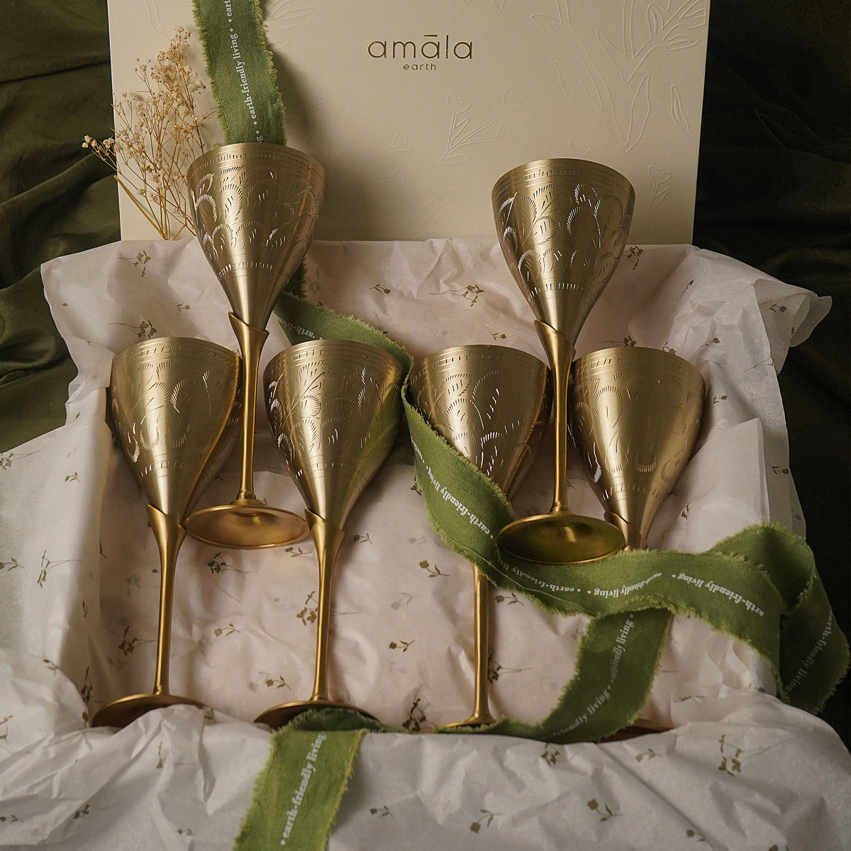 Stem Brass Goblet | Set of 6