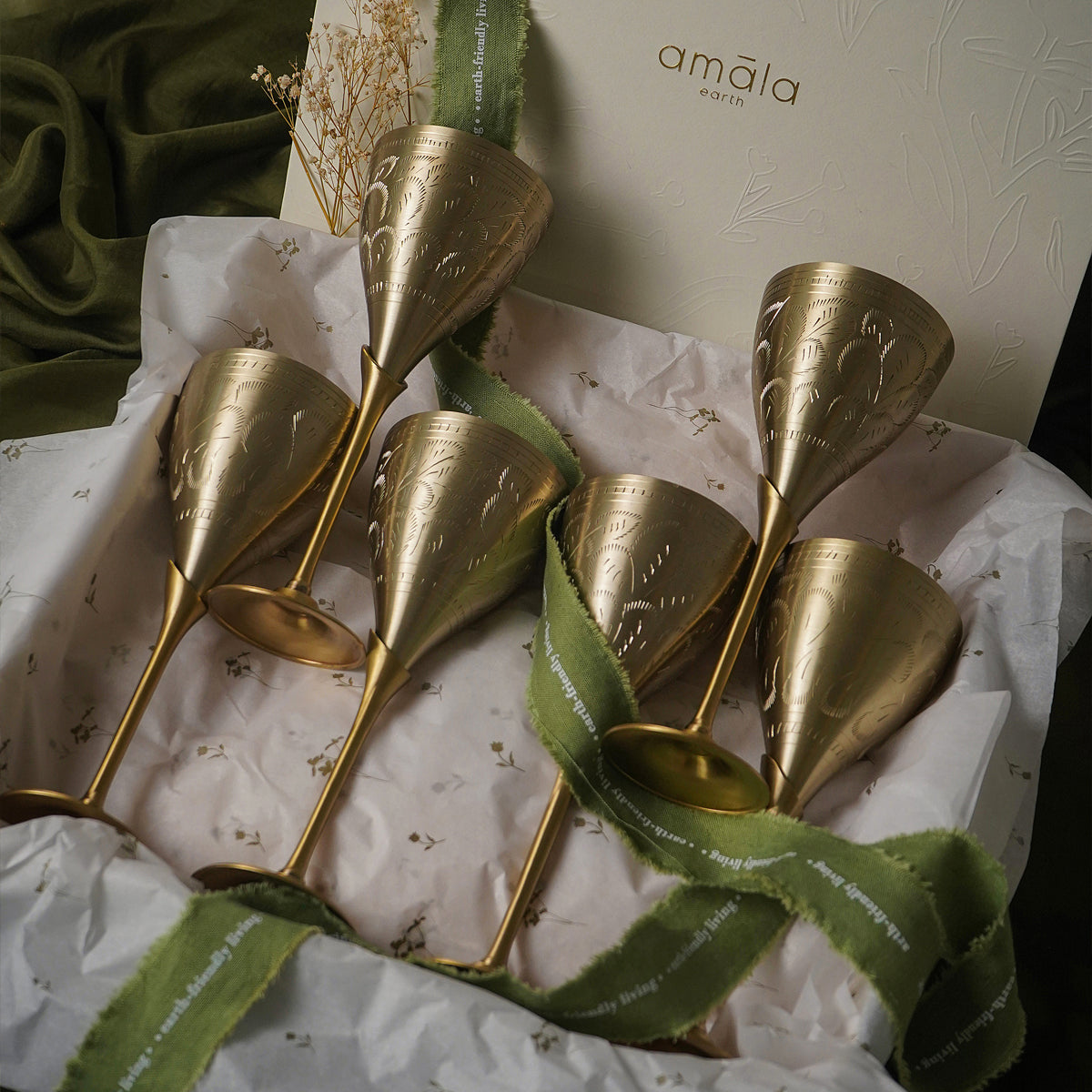 Stem Brass Goblet | Set of 6