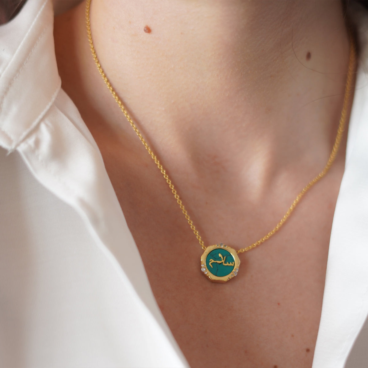 Peace Blue Turquoise Studded Necklace