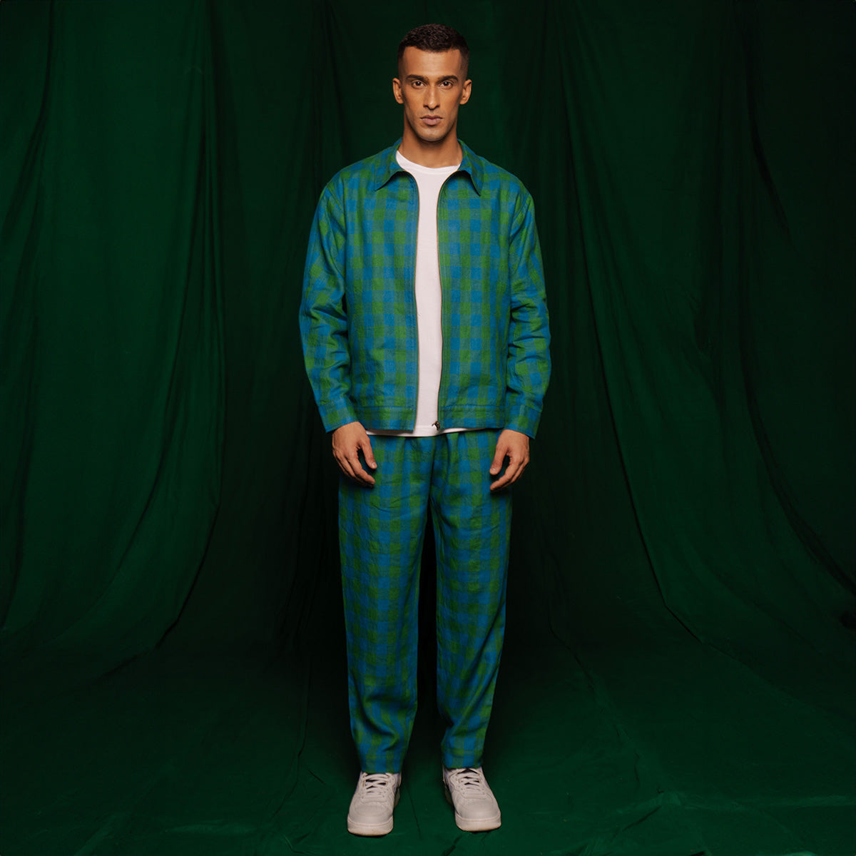 Forest Linen Bomber Jacket