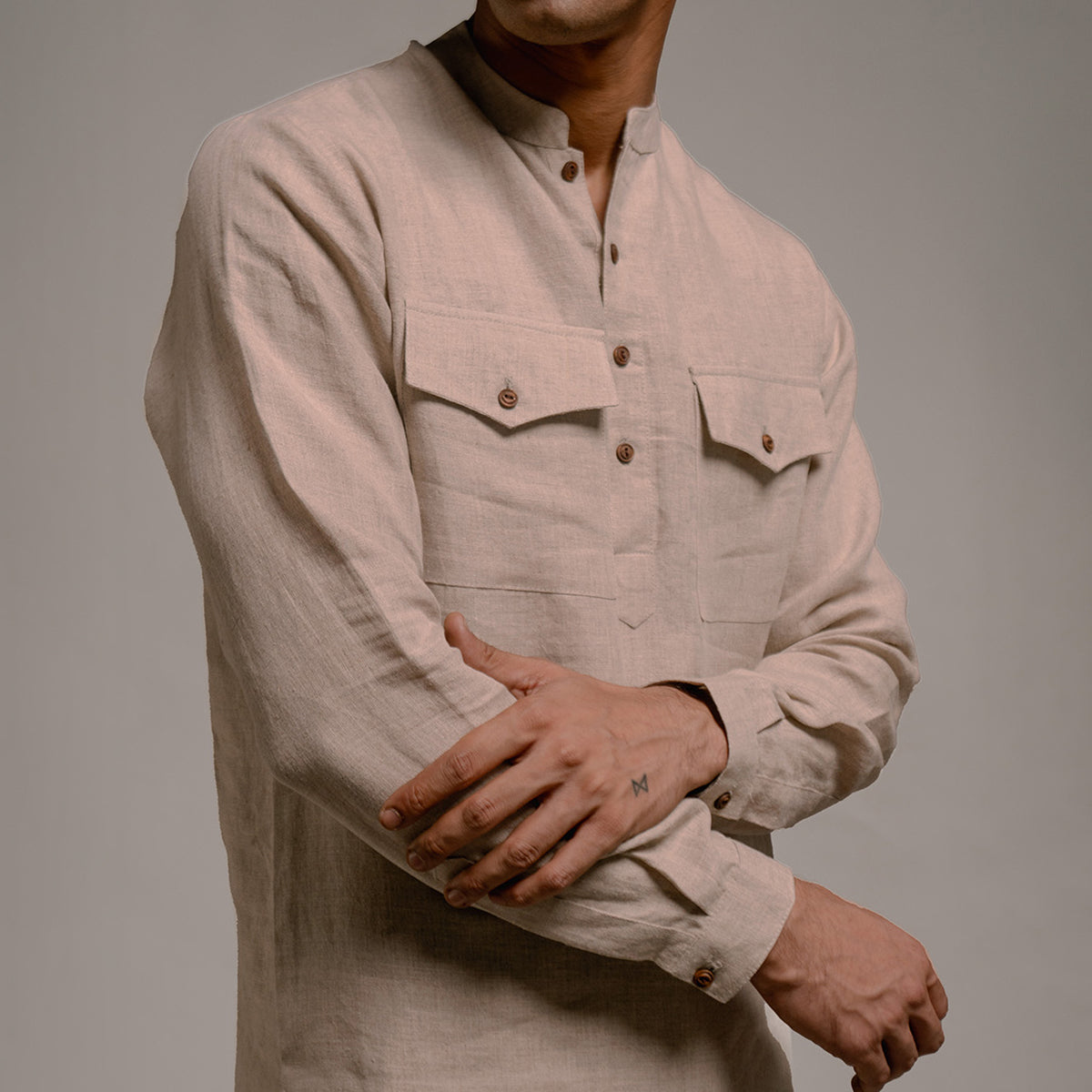 Undyed Linen Men's Saif Kurta Set