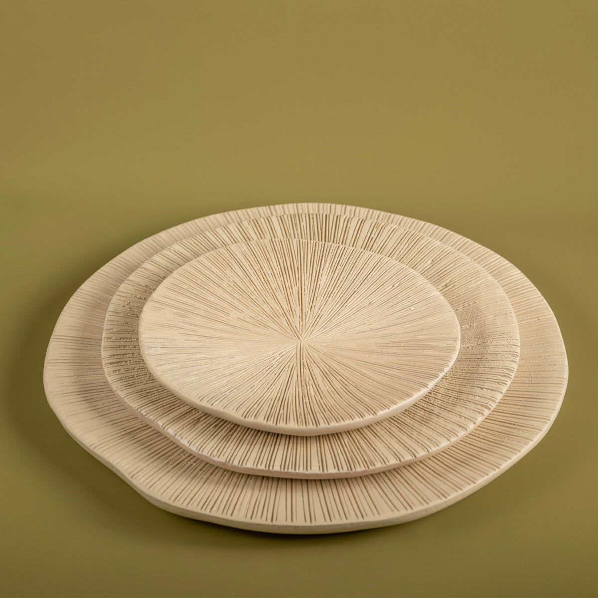 Kumud - Set Of 3 Textured Serving Platters