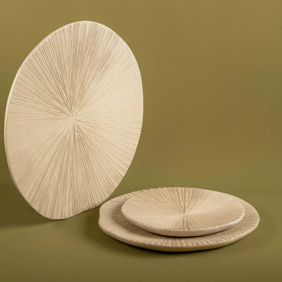 Kumud - Set Of 3 Textured Serving Platters