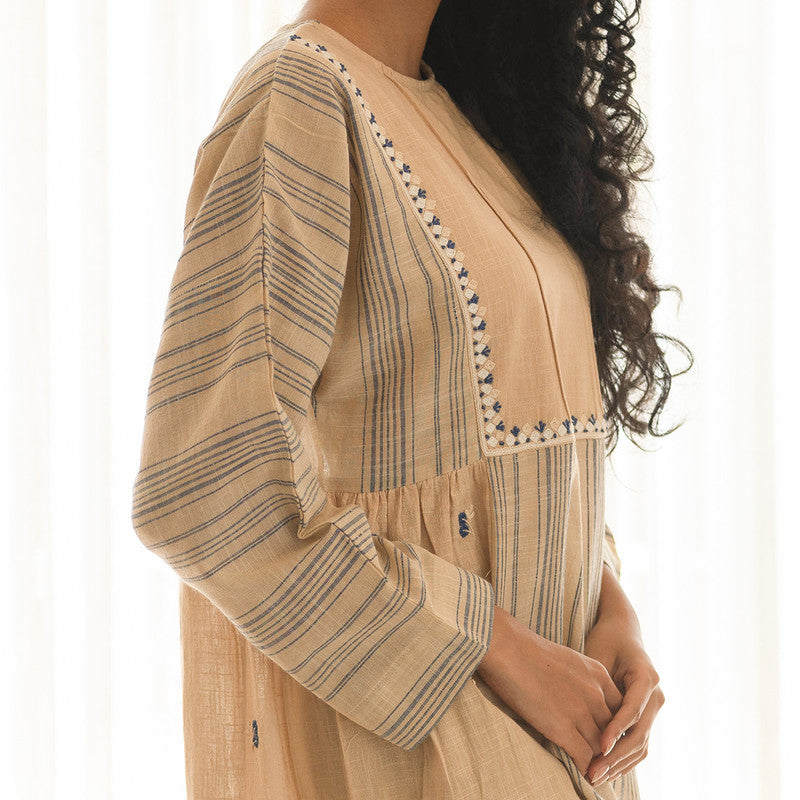 Women Co Ord Set | Hand Embroidered | Top & Pants | Beige
