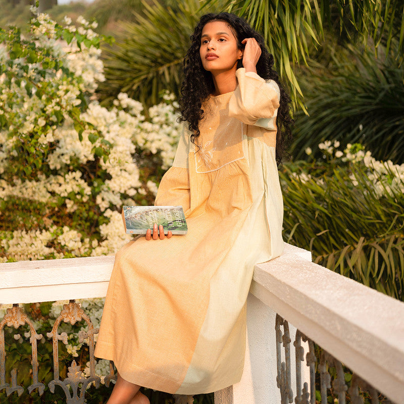 Cotton Dresses for Women | Hand Embroidered | Yarn-Dyed | Yellow