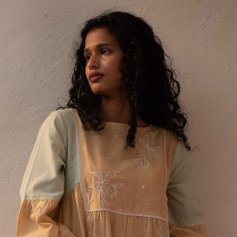 Cotton Dresses for Women | Hand Embroidered | Yarn-Dyed | Yellow