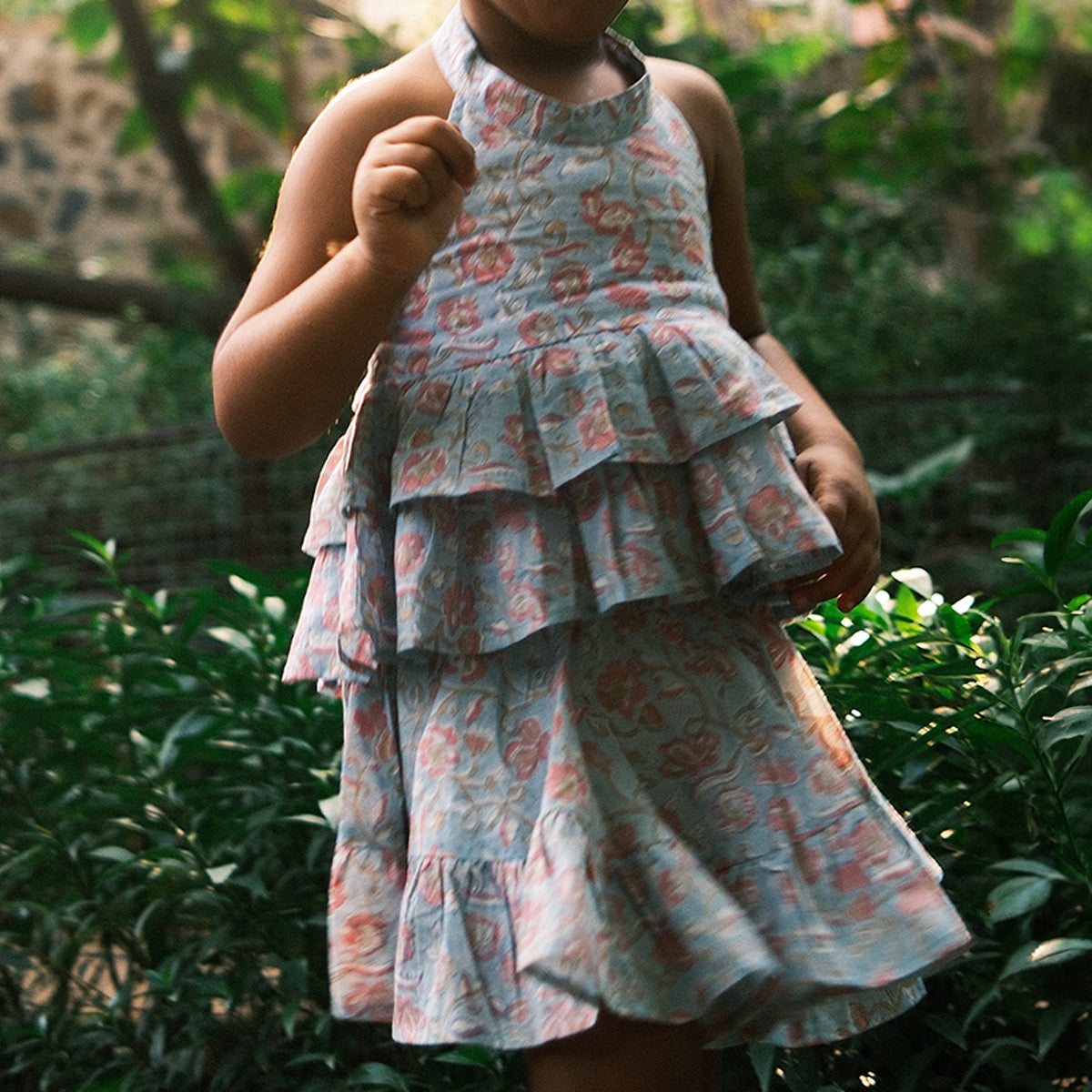 Flutter Sky Blue Butterfly Halter Top Skirt Co-Ord