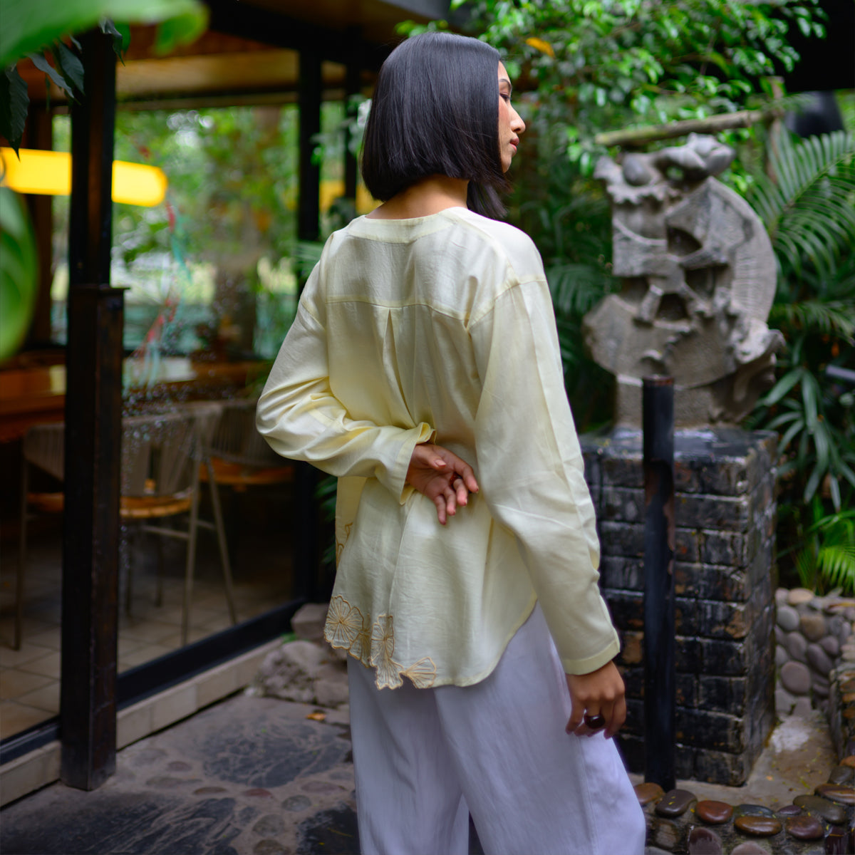 Butter Yellow Garden Floral Shirt