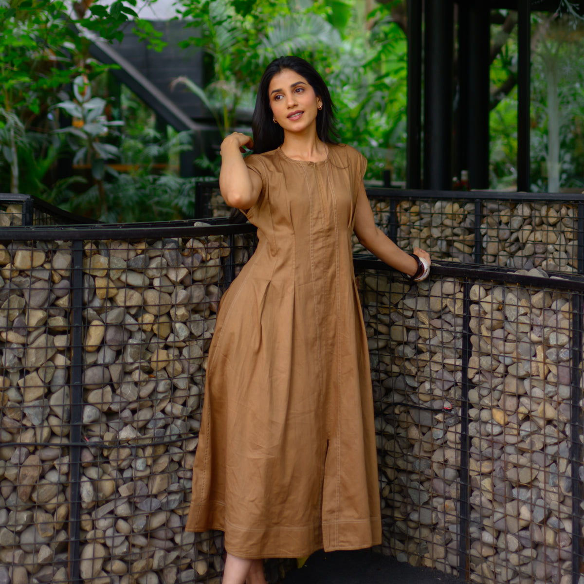 Olive Daybreak Zipper Maxi Dress