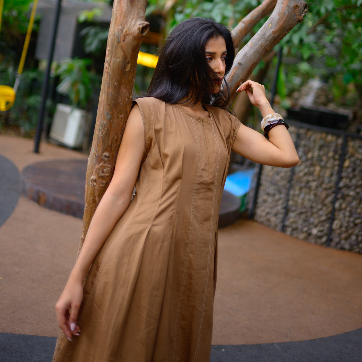 Olive Daybreak Zipper Maxi Dress
